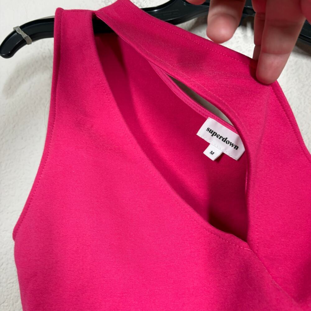 Superdown Size Medium Nava Asymmetrical Mini Dress Pink One Shoulder Sleeveless - Picture 6 of 8